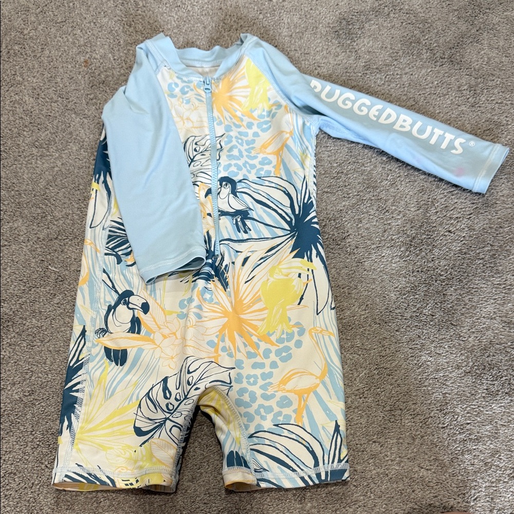 RuggedButts Baby Swimsuit with Tropical Print size 2T
